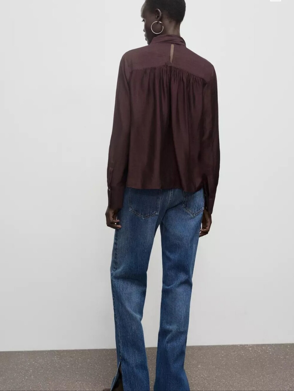 Mango Plum Textured Foulard Blouse with Scarf Tie - Picture 8 of 12
